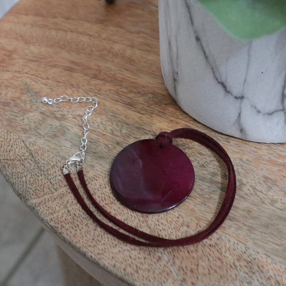 (3 for $20) Ruby Colour Medallion Necklace